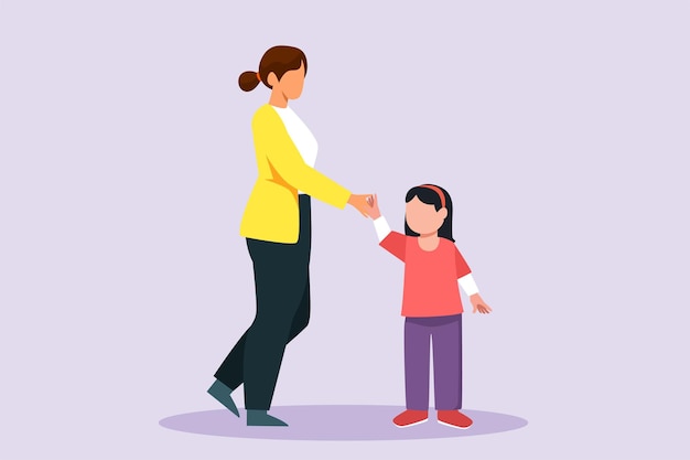 Family and children spending time together Walking family concept Colored flat vector illustration