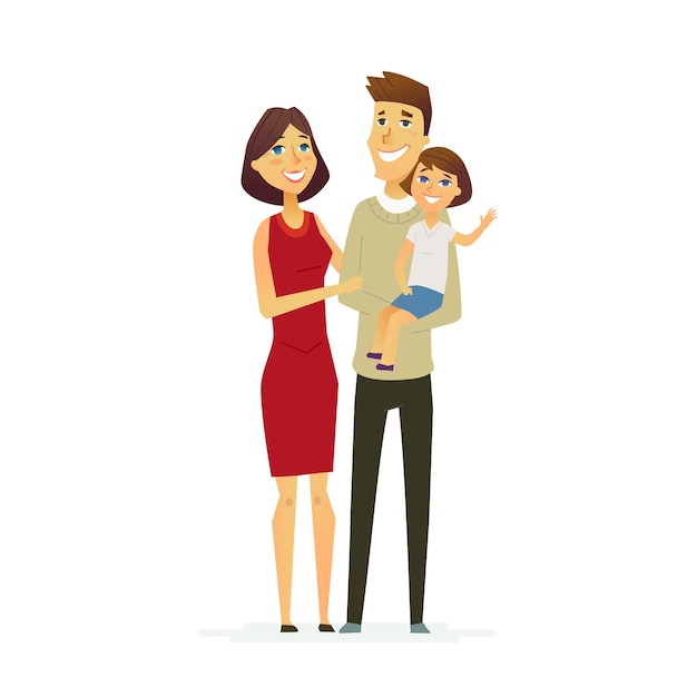 Family  colored modern flat illustration composition