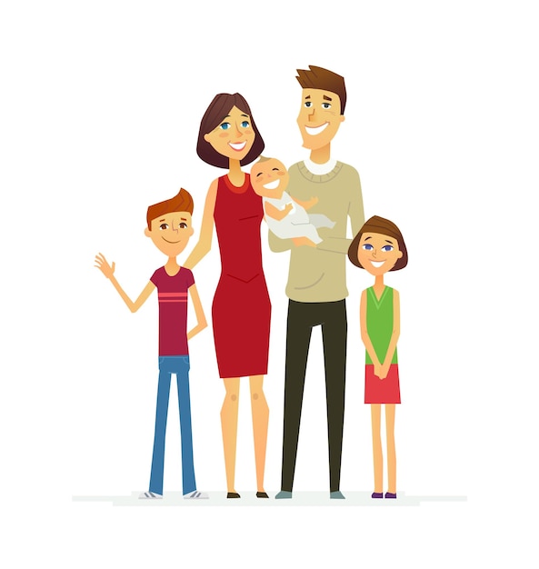 Family  coloured modern flat illustrative composition