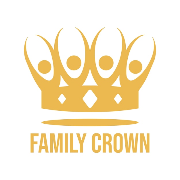 family crown minimalist logo design