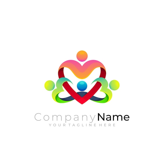 Family design template Charity logo vector 3d style