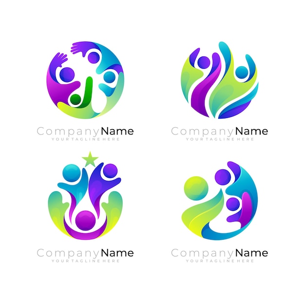 Family design with charity logo vector 3d colorful