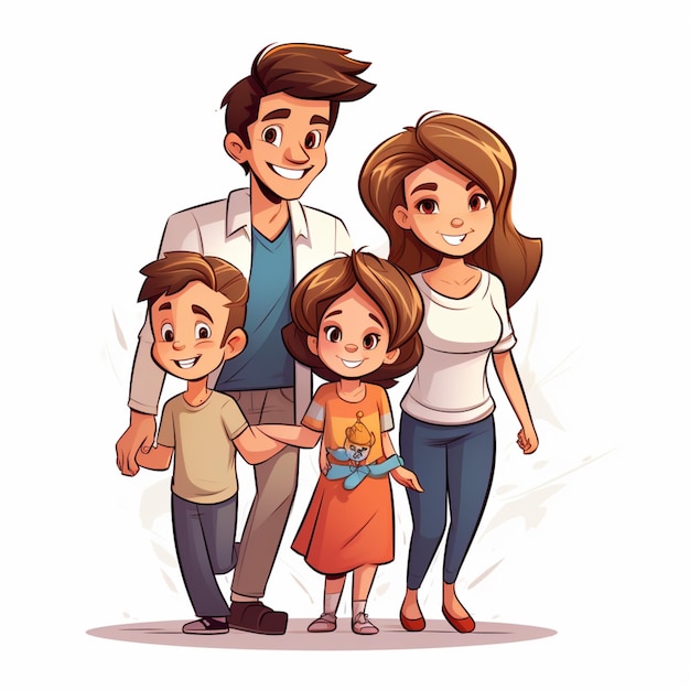 Family drawing cartoon vector