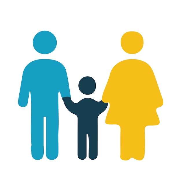 Family Flat Icon Blue and yellow Vector Graphic