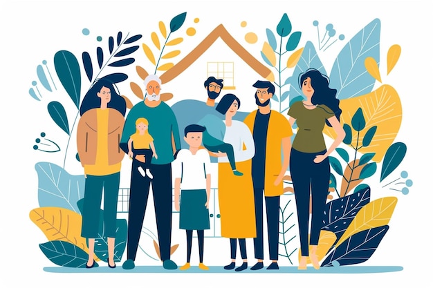 Vector family gathering multigenerational vector illustration