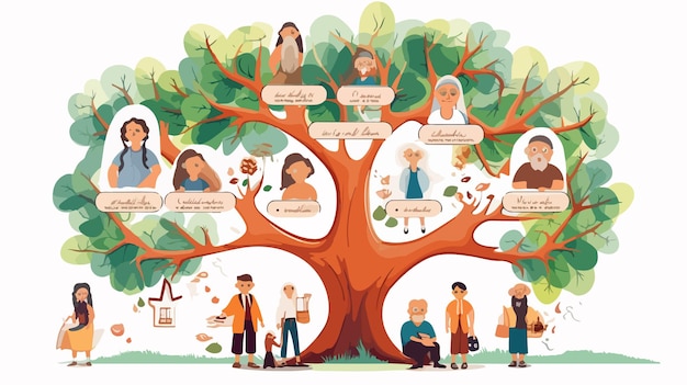 Vector family genealogy tree concept with grandparents and parents