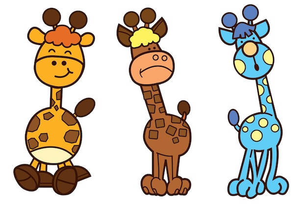 Family Giraffe Cartoon illustration vector design.