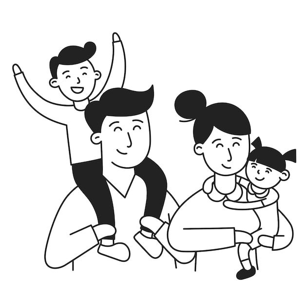 Family Hand Drawn Kid and Family doodle icon