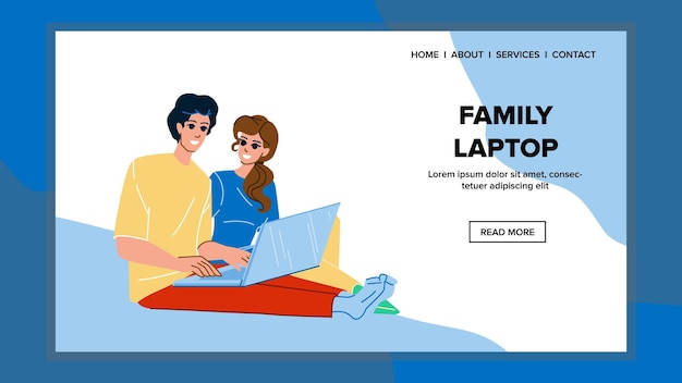 Family laptop vector