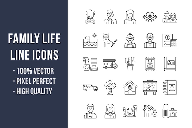 Family Life Line Icons