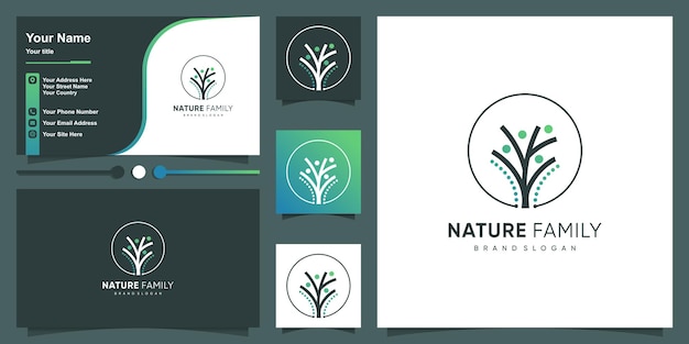 Family logo design vector with nature concept