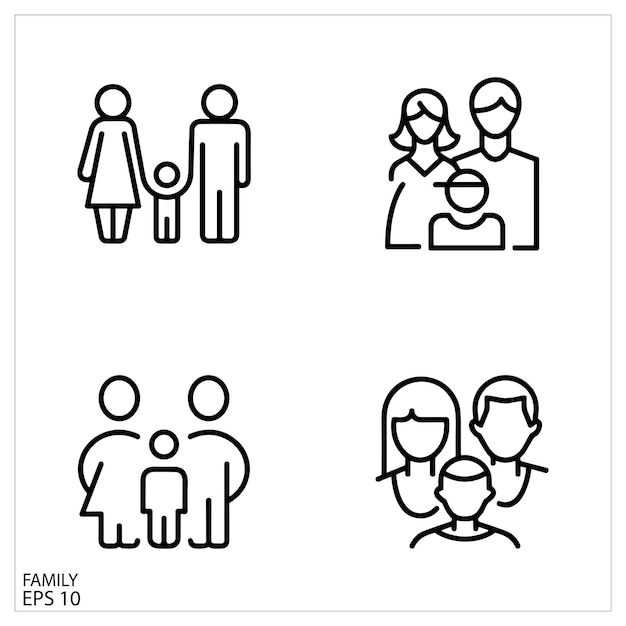 Family Love friendship Icons Thin outline icons pack Vector illustration eps10