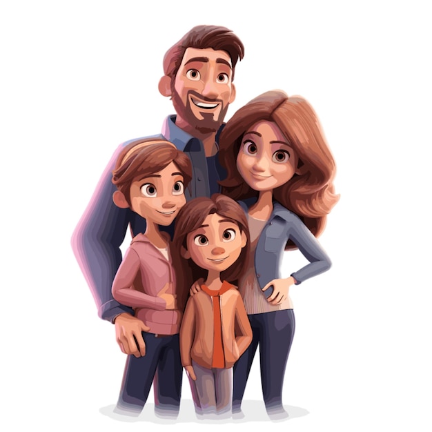 Family Man Girl Girl vector on white background