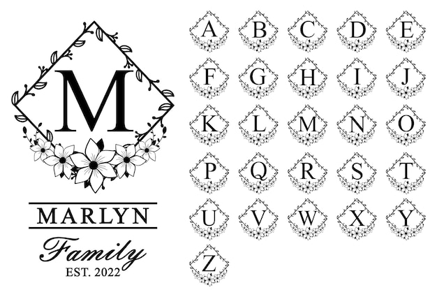 Family Monogram, Monogram Font, Monogram Letters, Flower Monogram, Monogram Alphabet, Floral Font