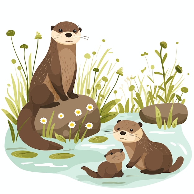 Vector a family of otters 1