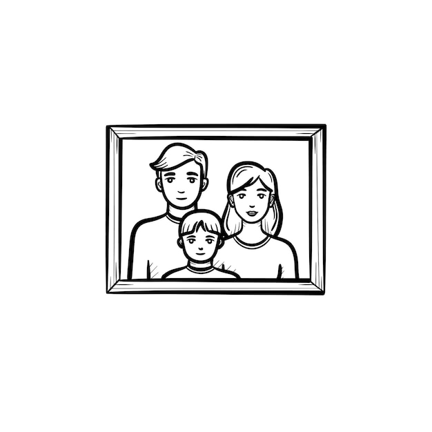 Family photo frame hand drawn outline doodle icon