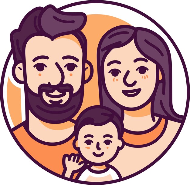 a family portrait with a baby and a man in a yellow circle