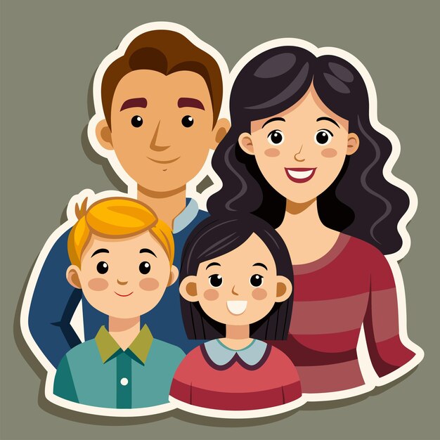 Vector a family portrait with a family and a man and woman