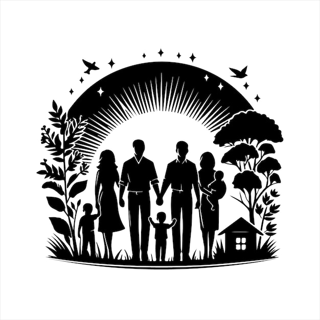 Family reunions design Family reunions unique design icons bundle silhouette vector image eps