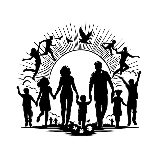 Vector family reunions design silhouette vector image with withe background eps file download edit