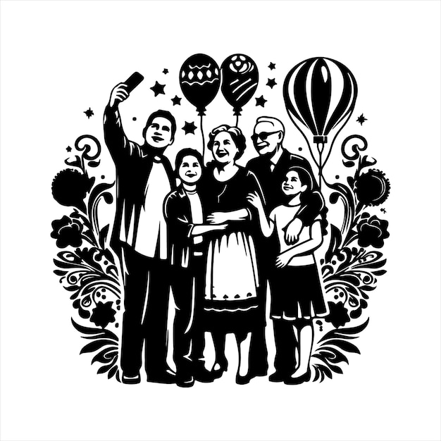 Vector family reunions design silhouette vector image with withe background eps file download edit