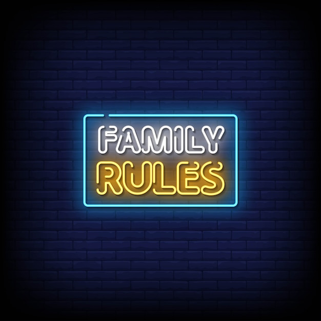 Family Rules Neon Signs Style Text 