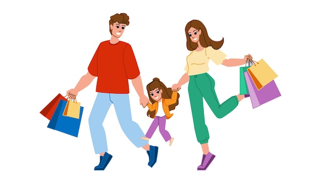 Family shopping vector