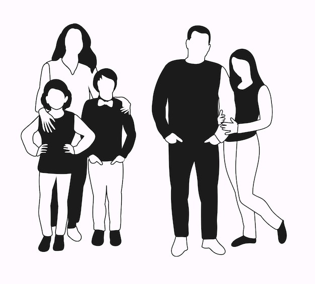 Family silhouette or black