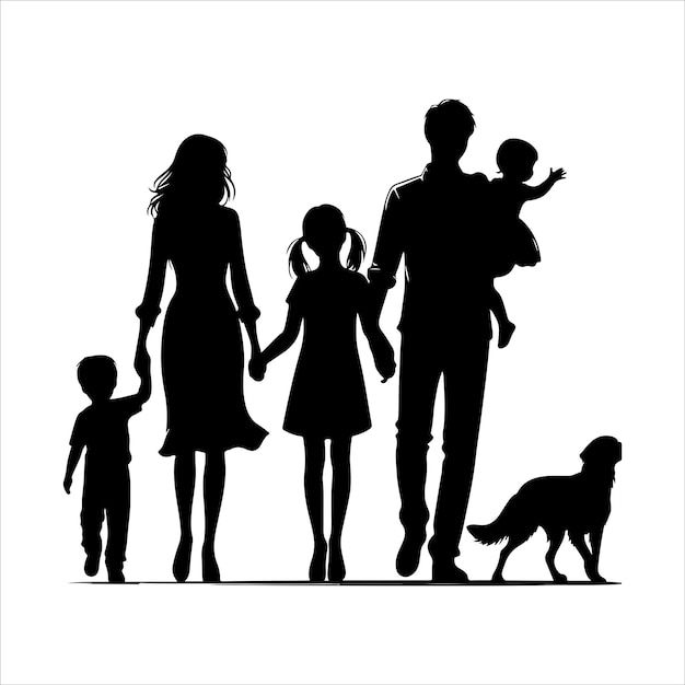 Family Silhouette vector Family reunions design silhouette vector image with the background