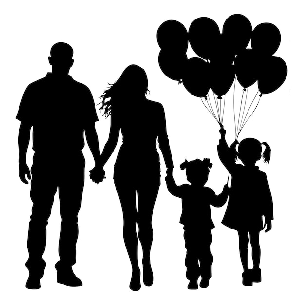 Vector family silhouettes happy family silhouette set