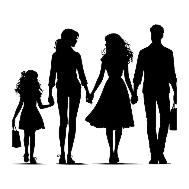 Family Silhouettes vector family walking