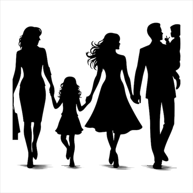 Family Silhouettes vector family walking