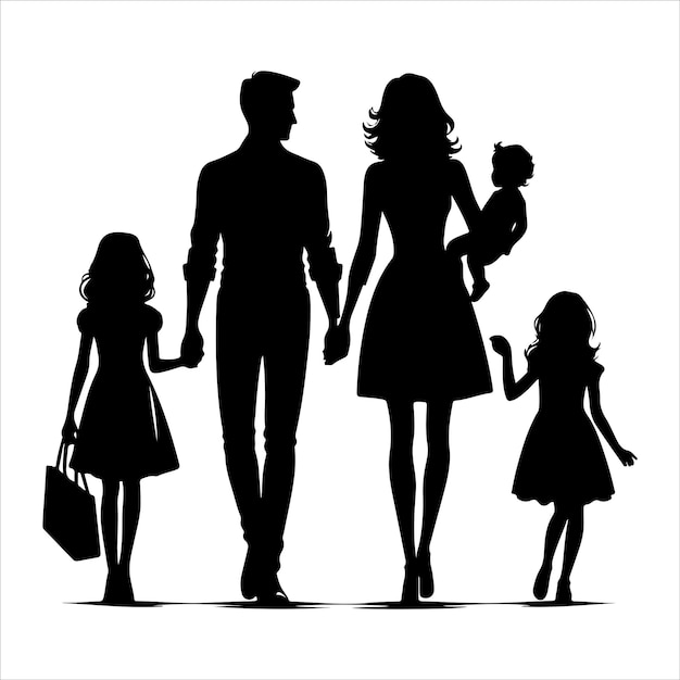 Family Silhouettes vector family walking