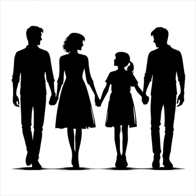 Family Silhouettes vector family walking