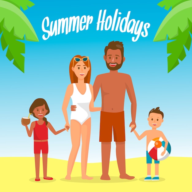 Family on Summer Holidays Social Media Banner.