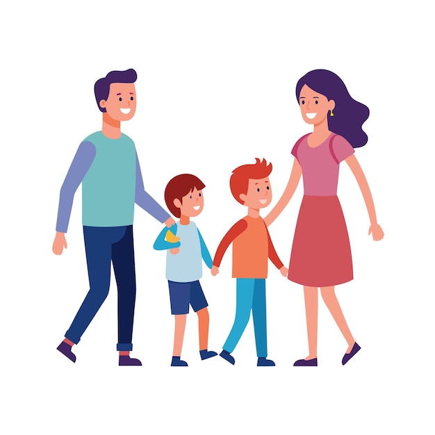 Vector family togetherness parenthood and children vector illustration