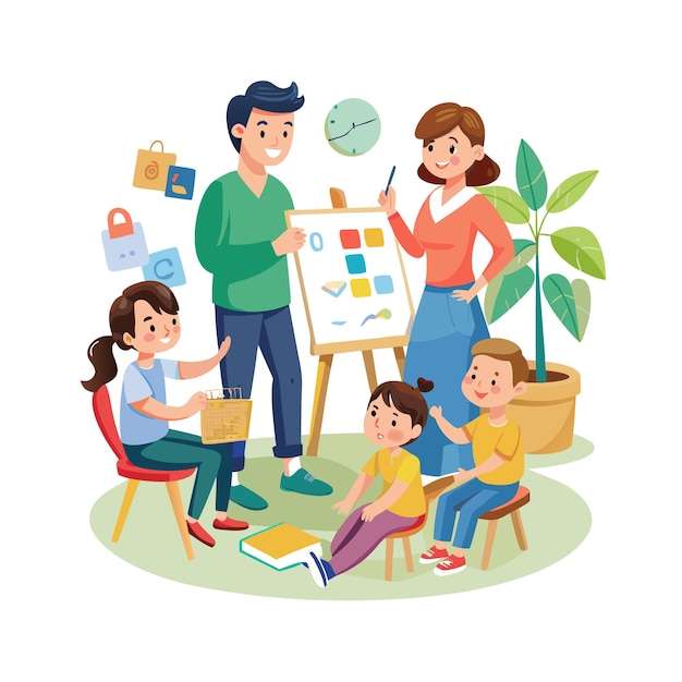 Family Togetherness Parenthood and Children Vector Illustration