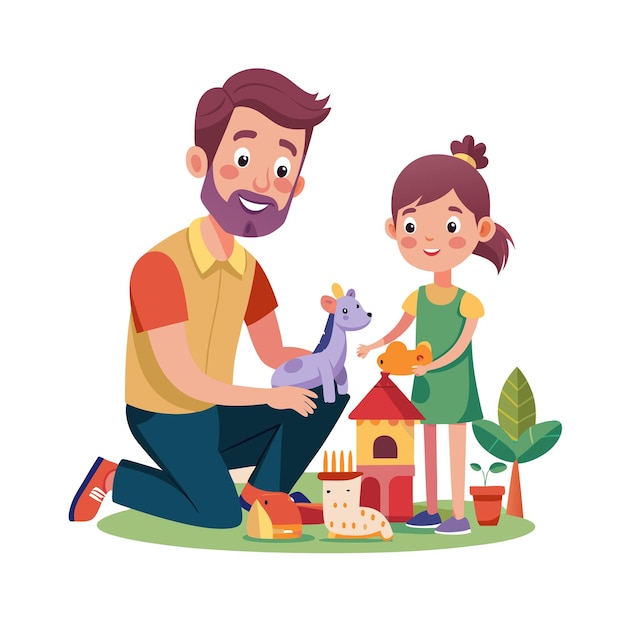 Family Togetherness Parenthood and Children Vector Illustration