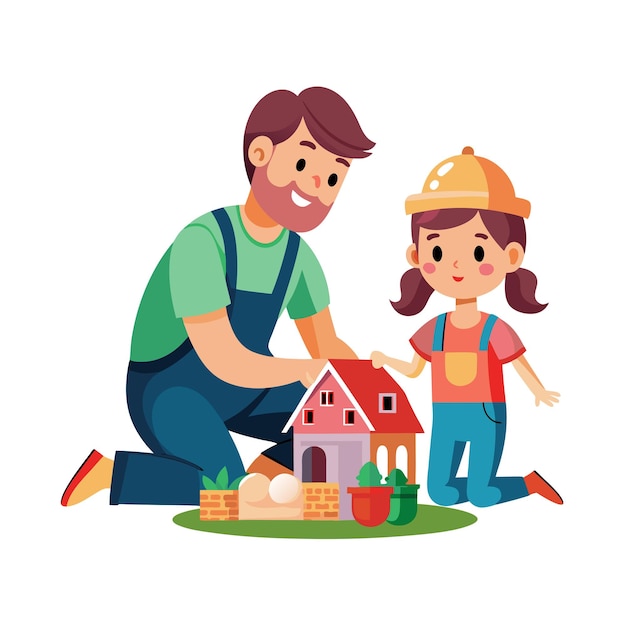 Family Togetherness Parenthood and Children Vector Illustration