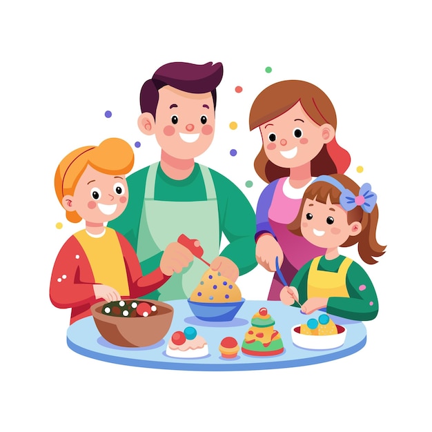 Family Togetherness Parenthood and Children Vector Illustration