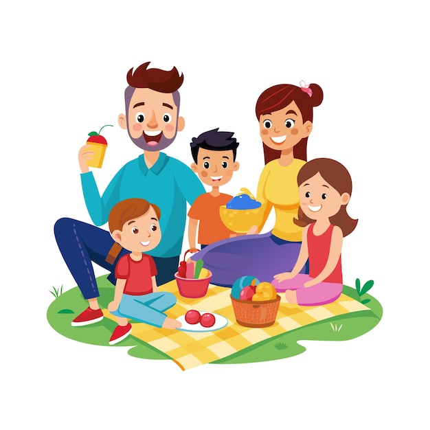 Family Togetherness Parenthood and Children Vector Illustration