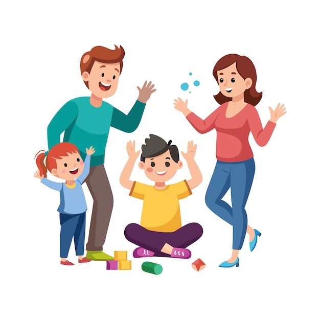 Family Togetherness Parenthood and Children Vector Illustration