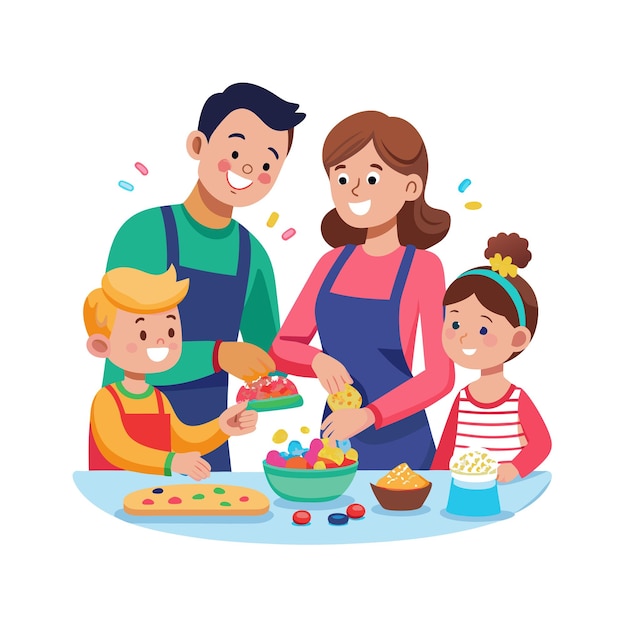 Family Togetherness Parenthood and Children Vector Illustration