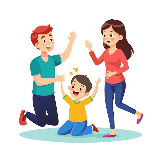 Family Togetherness Parenthood and Children Vector Illustration