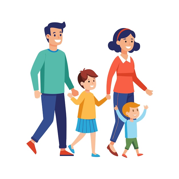 Family Togetherness Parenthood and Children Vector Illustration