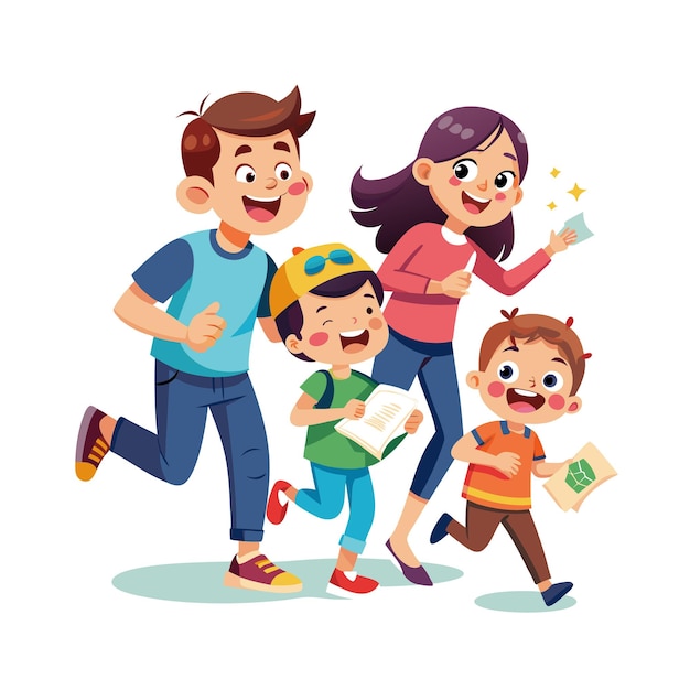 Family Togetherness Parenthood and Children Vector Illustration