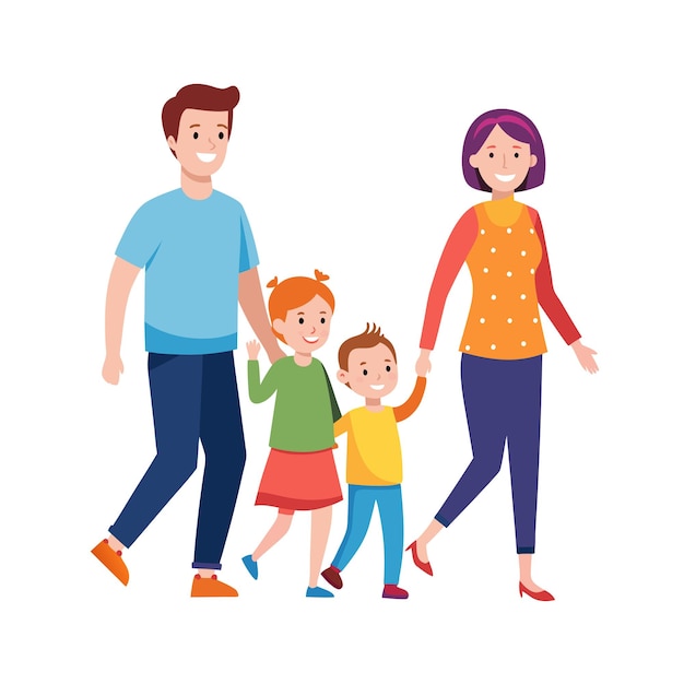 Family Togetherness Parenthood and Children Vector Illustration