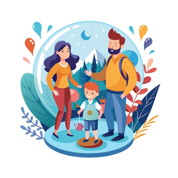 Family Togetherness and Parenthood Vector Illustration