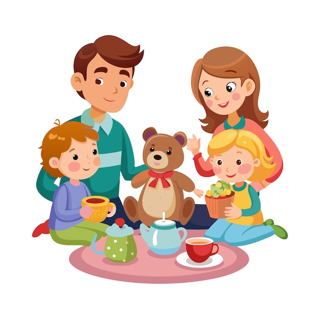 Family Togetherness and Parenthood Vector Illustration