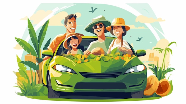 Family Travel by Car Parents and Kid in Road Trip Holiday